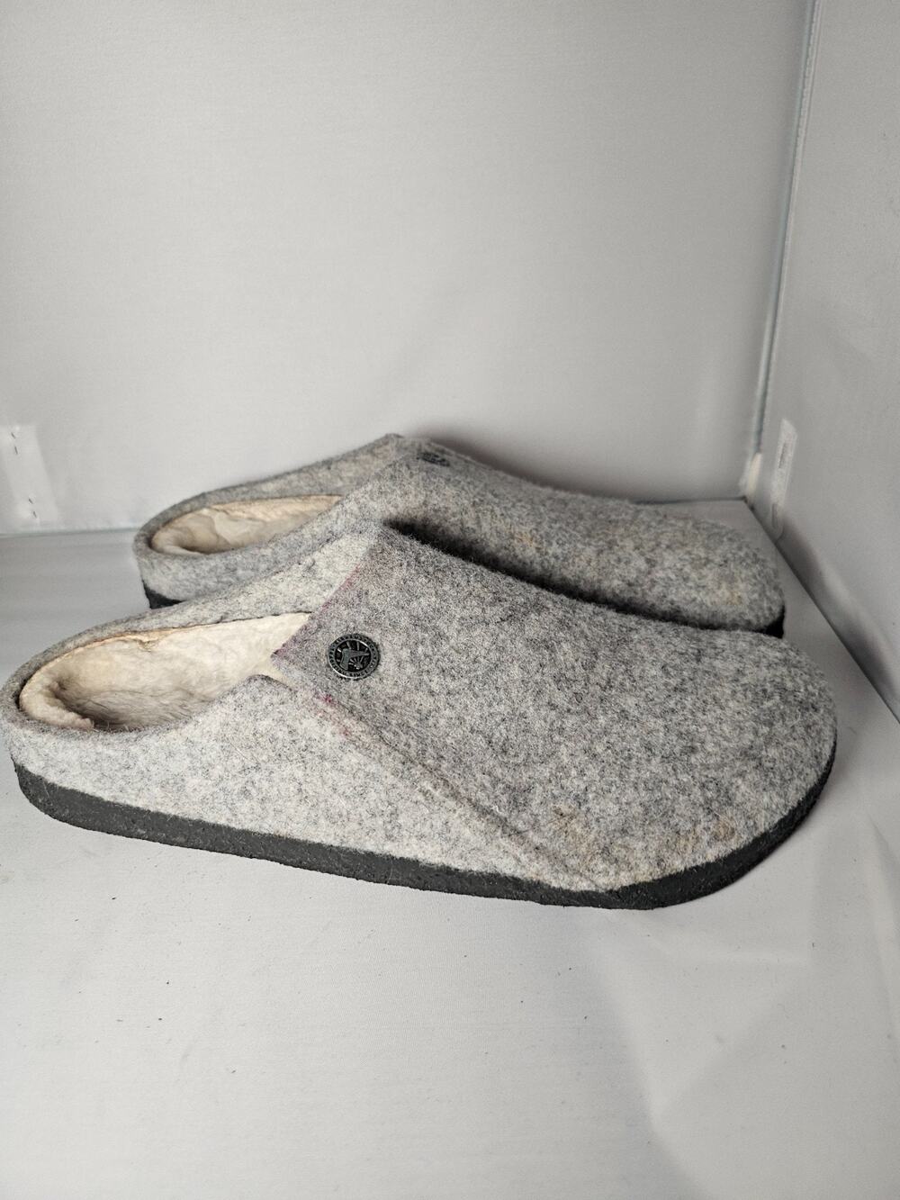 Birkenstock Zermatt Light Grey Indoor Wool Felt Slipper Clogs 38